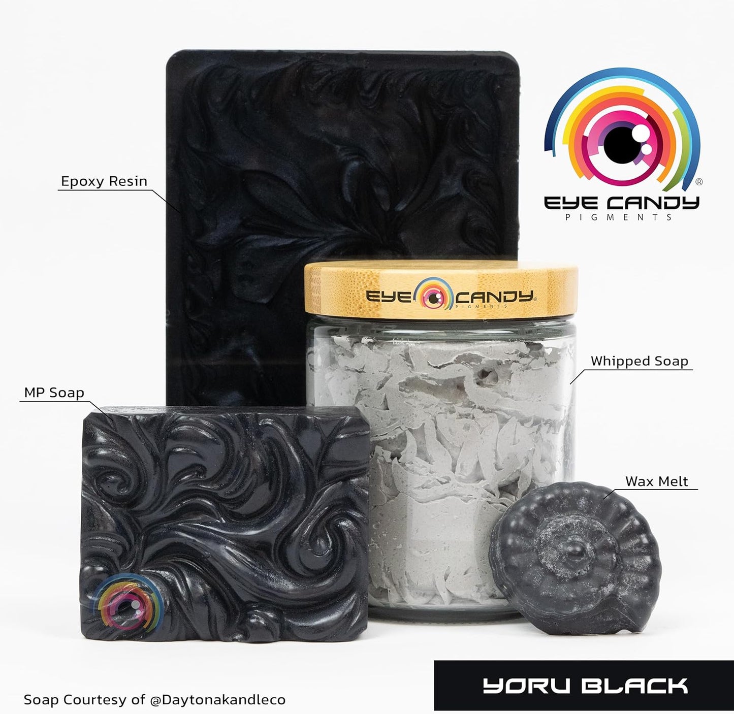 Eye Candy Pigments Premium Black Mica Powder - Yoru Black (25gr) - for Epoxy, Resin, Soap, Paint, Woodworking, Acrylic Pouring, Bath Bombs, Fishing Lures - DIY Arts and Crafts Additive