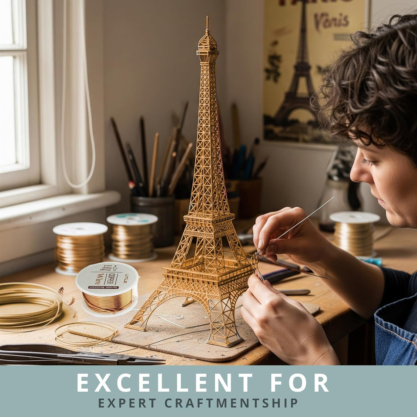 UTILE 18 20 22 24 Gauge 90 ft 99.9% Pure Soft Copper Wire for Electroculture Gardening, Jewelry Making, Crafting Wire Bendable, Plant Wire (Copper 22)