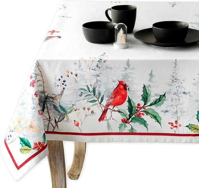 Maison d' Hermine Table Cloth Square Table 100% Cotton 54 x 54 Inches Fall Tablecloth Reusable Everyday Use for Thanksgiving Christmas Decorations Dining Farmhouse Party (Morzine)