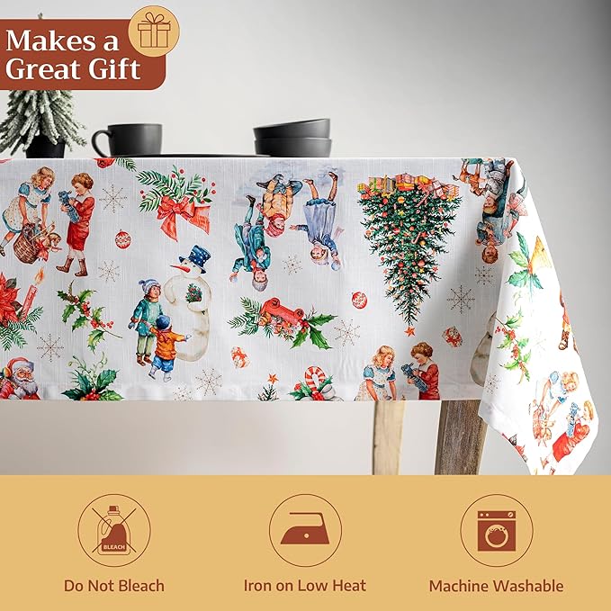 Maison d' Hermine Table Cloth Rectangle Table 100% Cotton 70 x 120 Inches Fall Tablecloth Reusable Everyday Use for Thanksgiving Christmas Decorations Dining Farmhouse Party (Chromo)