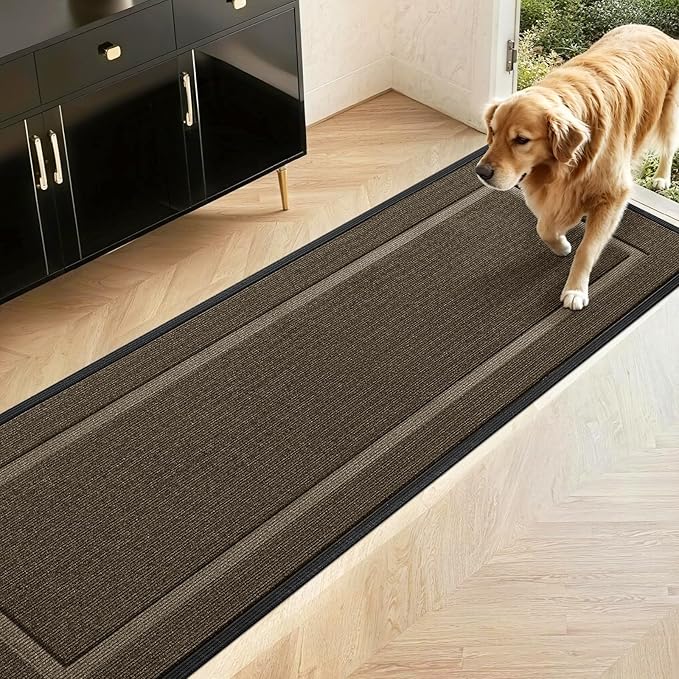 Extra Large Front Door Mat Outside Entrance Indoor Doormat, 71" x 24" Outdoor Mats for Patio Waterproof, Outdoor Door Mats for Outside Entry, Indoor Rugs for Entryway, Sturdy Natural Rubber, Begie