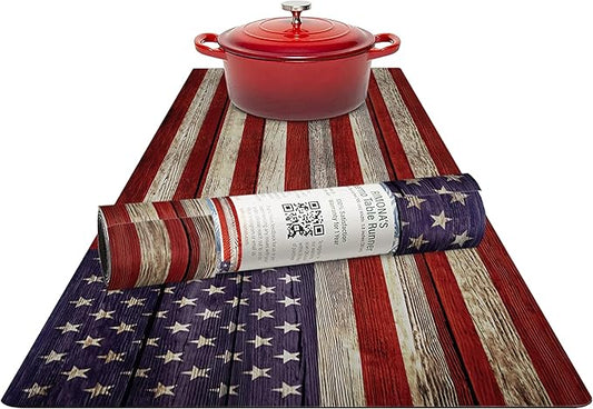 RIMONA'S Thermo Heat Resistant Table Runner - American Flag Bar Mat Trivet for Hot Dishes and Drinks, Protect Tables, Countertops, Waterproof Man Cave Decor, Home Bar Accessories - 40" Proud American