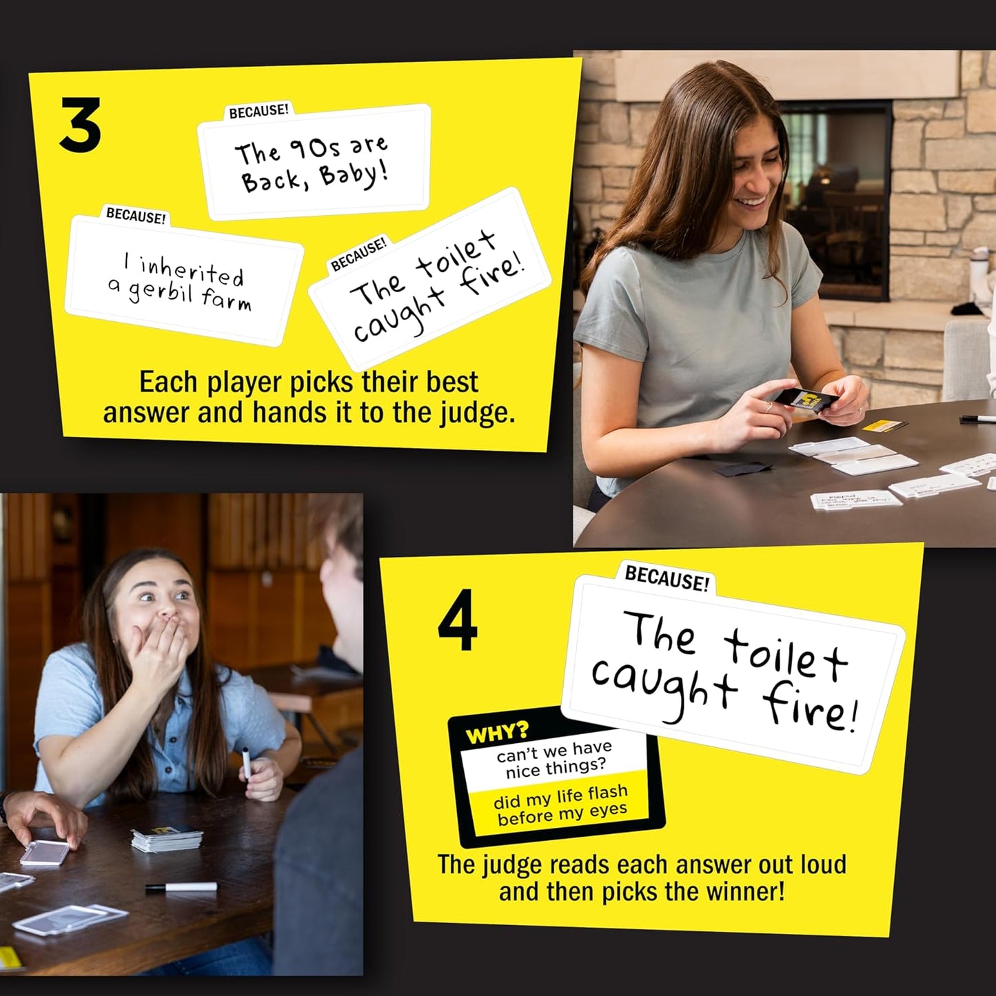 Fat Brain Toys Why Because Party Game for Families Friends or Adults 3-6 Players Ages 12+, Card Game with Funny Answers, Fun Games