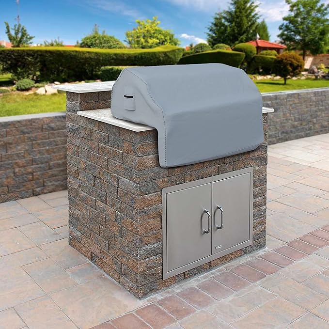 Covers & all Built-in Outdoor Grill Cover, Durable Heavy Duty 18 Oz Waterproof Cover Tuff Material with Air Pocket & Elastic for Snug Fit (57" W x 27" D x 26" H inches, Gray)