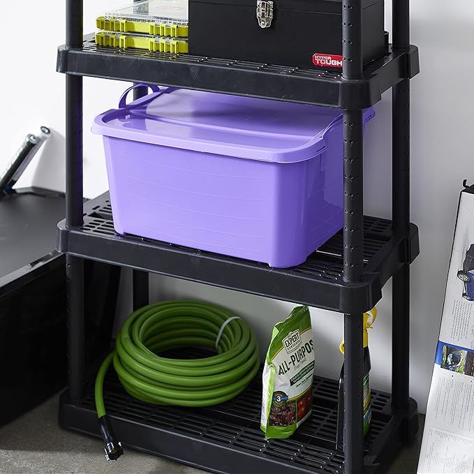 Life Story 12 Pack Light Duty Stackable Storage Bin, 55 Quart Home Organizer, Versatile Lightweight Locking Bins with Carrying Handles, Purple
