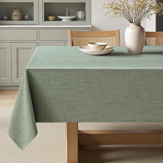 MIULEE Sage Green Linen Polyester Tablecloth 60x84 Inch Spring Rectangle Table Cloth Waterproof,Stain Resistant & Wrinkle Resistant for Dining Party Wedding