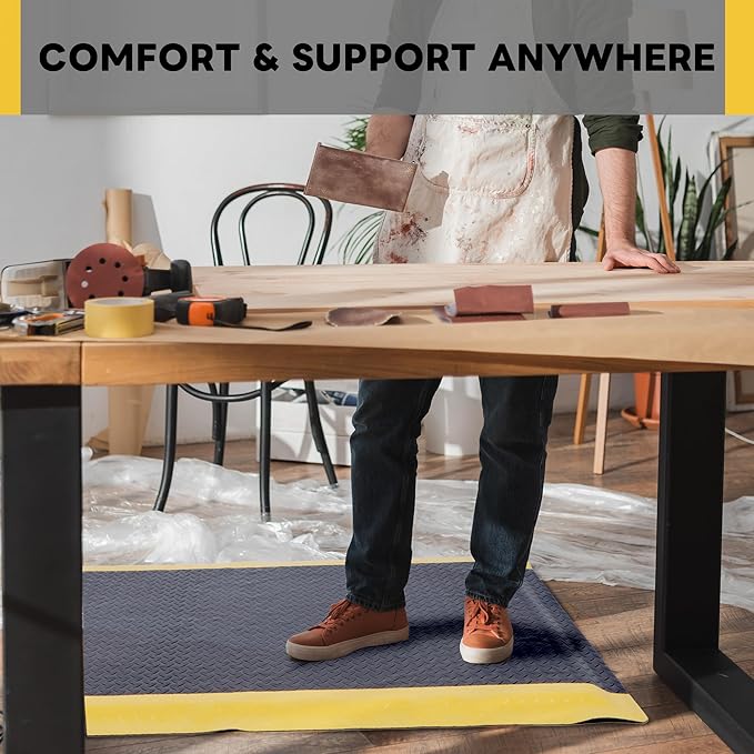 Nisorpa Anti Fatigue Mats Industrial 2' x 6' Ergonomic Standing Mat 15/16" Extra Thick Kitchen Rugs for Standing Heavy Duty Commercial Diamond Plate - Safety Support for Leg & Back Pain