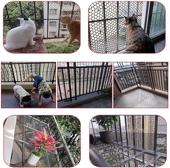 Plastic Wire Mesh Fence, Black Safety Fence Balcony Protection Net 39.3 Inch X 32.8FT Poultry Fence Roll for Garden Chicken Rabbit Construction Barrier(Size:1x20M - Mesh 1.8cm)
