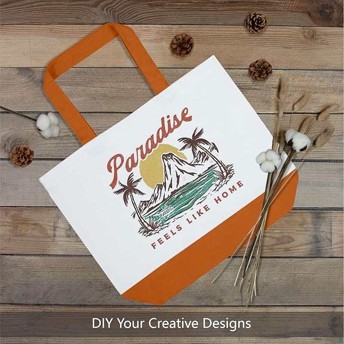 TOPDesign 3-Pack Super Strong Large 12oz Cotton Canvas Tote Bags, Reusable Grocery Shopping Cloth Bags, Fashionable Two-Tone Totes for Crafts, DIY Your Creative Designs