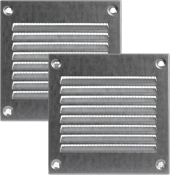 Vent Systems 4'' x 4'' Inch (Overall Dimensions) Pack of 2 - Galvanized - Air Vent Cover Metal Air Return Grill - Built in Pest Guard Screen HVAC Vent Duct Cover for Home Improvement