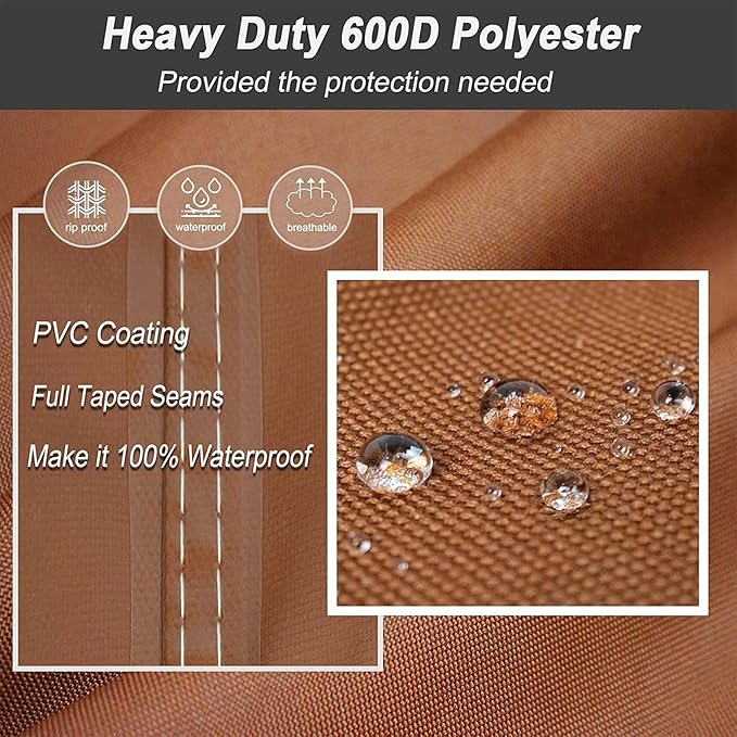 NettyPro Grill Cover for Small Q Series Grills, Waterproof Heavy Duty Portable Grill Cover for Q 2400 Series and Baby Q Gas Grill, Brown