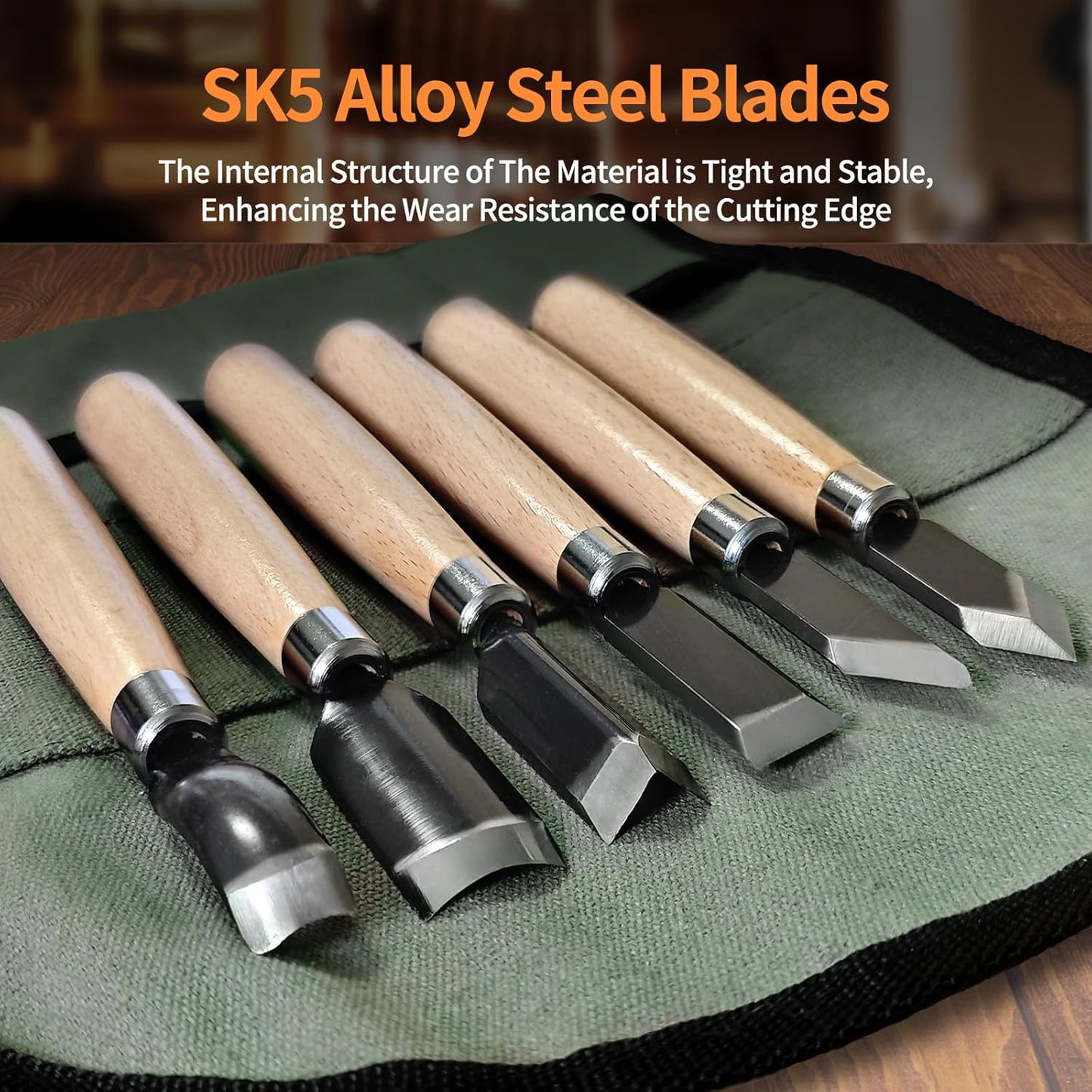 Wood Carving Tools Set - Chisel Set with Canvas Case, Carving Chisels Set Woodworking for Adults, Wood Whittling Knives Tools Set for Beginners, Hobbyists and Professionals