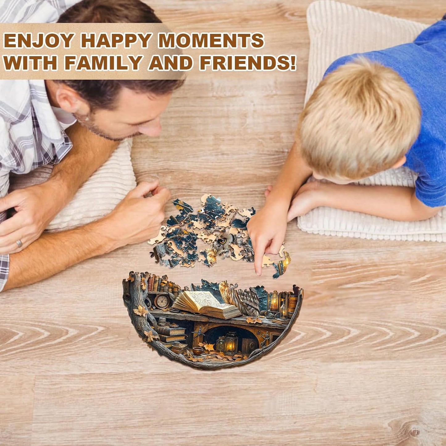 WOODBESTS Wooden Puzzles for Adults - Moonlit Owl Wooden Jigsaw Puzzle, Unique Animal Wood Puzzles Adult, Xmas Puzzle Gifts for Puzzles Lovers(270Pcs, L, 13.4"x13.4")