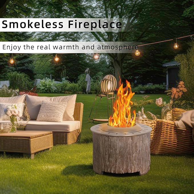 Afterglow Bonfire 20.5 Inch Smokeless Fire Pit with Removable Ash Pan - Portable Outdoor Fire Pit - Stainless Steel - Wood Burning Lightweight Fireplace, Ideal for 4-6 People