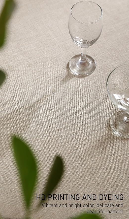 ISAENNE Designer Christmas Linen Extra Long Rectangle Tablecloth,Light Beige Western Table Cloth,Wrinkle Resistant Decor Tablecloths for Dining Thanksgiving Kitchen Christmas,67"*118"-Carol G