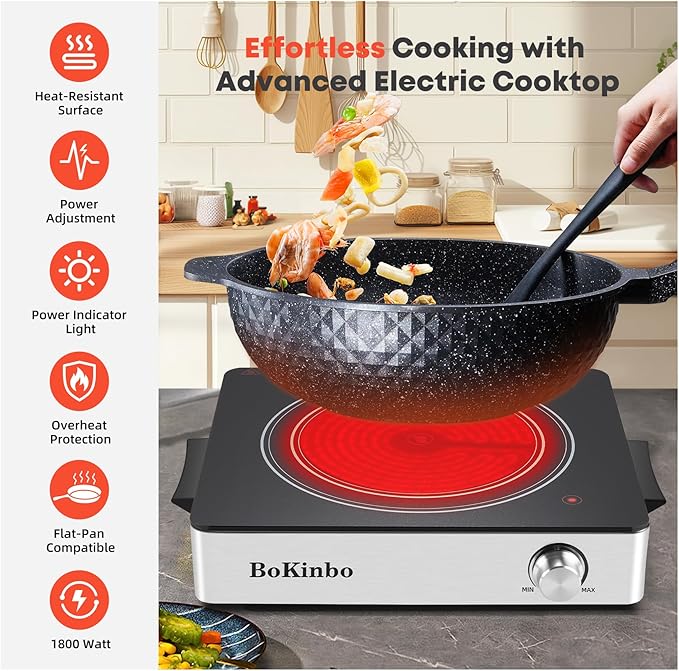 Single Infrared Burner, 1800w electric stove, compact size portable electric stove, burners for cooking, hot plates for cooking, portable cooktop, hot plates for countertop