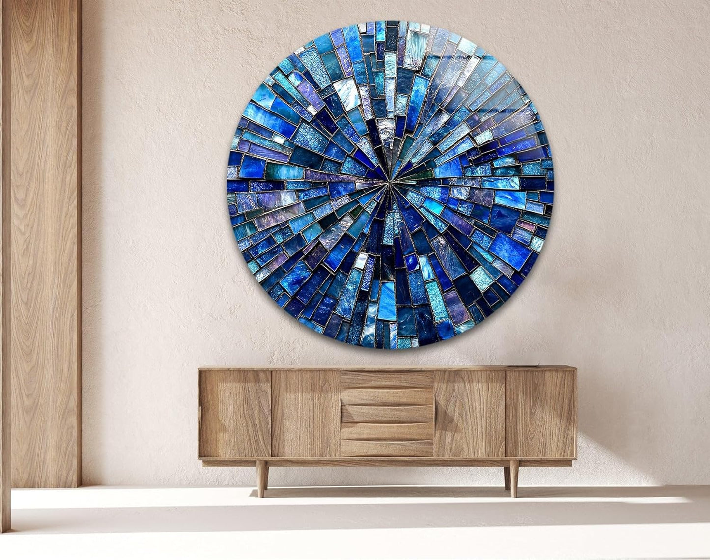 My Photostation.com 20''(50cm) Diameter Radiant Mosaic Burst Round Glass Wall Art Tempered Glass Printing Wall Decor Large Wall Art Wall Hangings