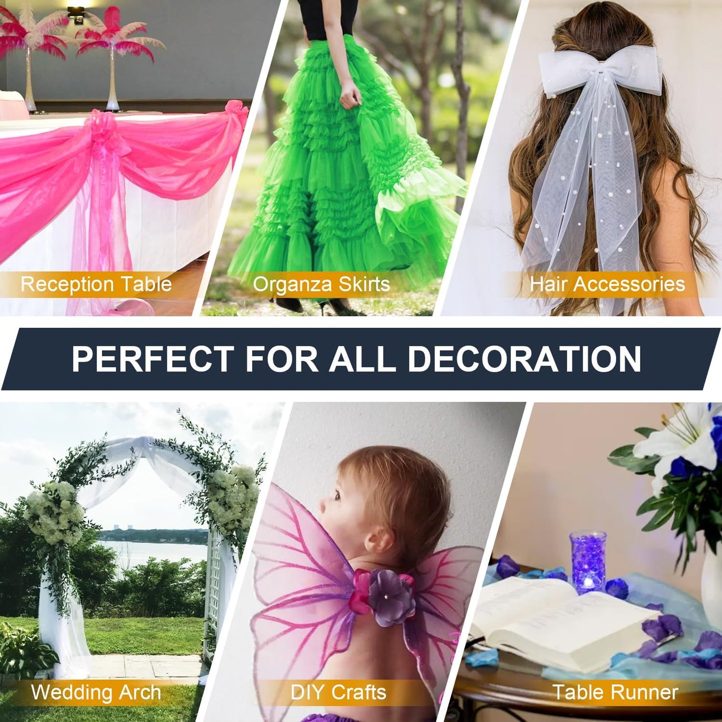 Royal Blue Organza Tulle Fabric Rolls, Crystal Organza 12" by 50 Yards (150 ft) Sheer Nylon Silky Shiny Netting Spool Bolt for DIY Craft Table Runner Wedding Baby Shower Party Decor (Royal Blue)