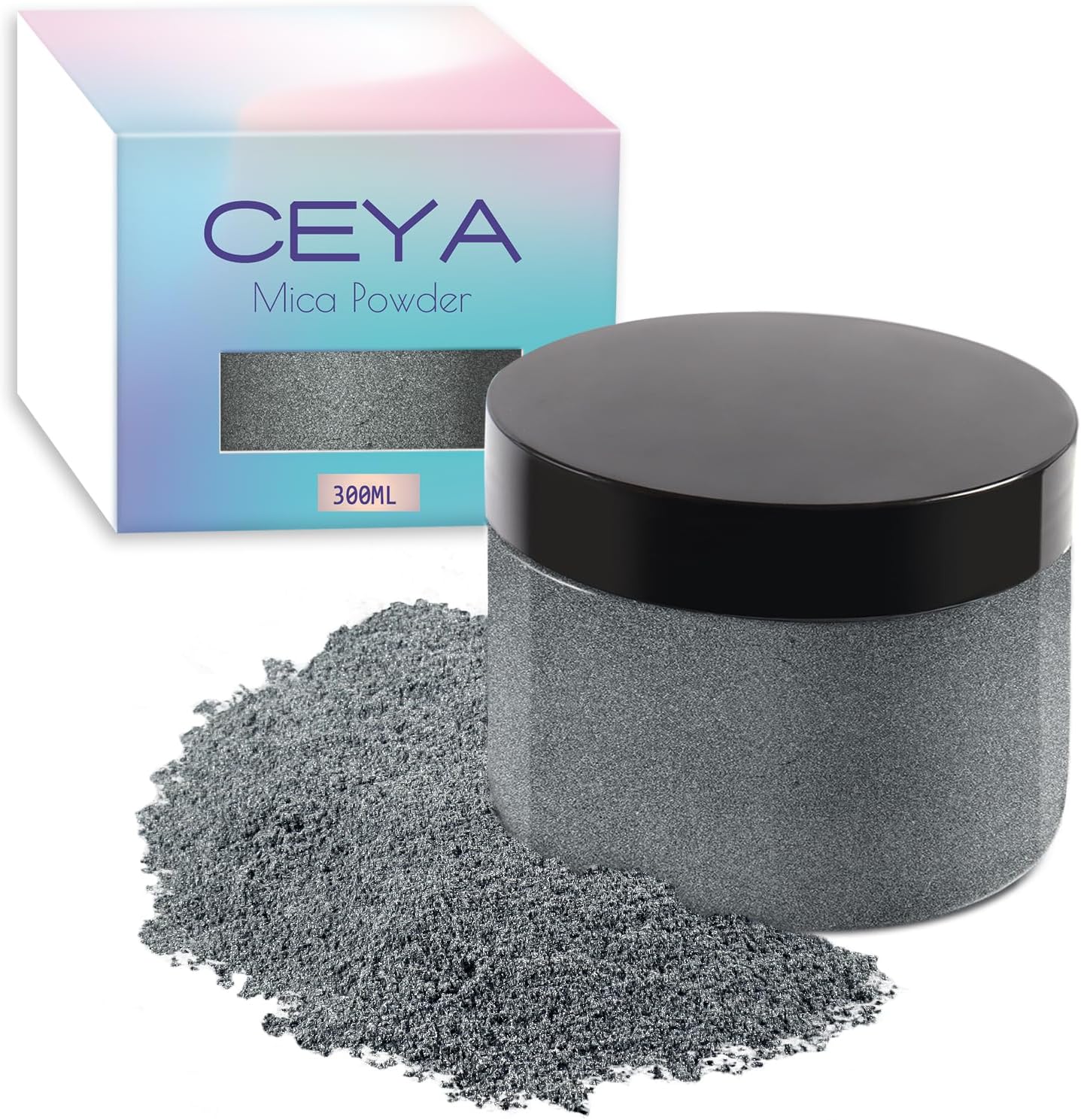 Ceya Mica Powder, 5.3oz/ 150g Grey Pearlescent Effect Colorant Pigment Powder for Epoxy Resin, Tumblers, Slime Bath Bomb, Soap Dye, Slime, Candle Making, Resin Crafting, Paint, Jewelry, Nail Polish