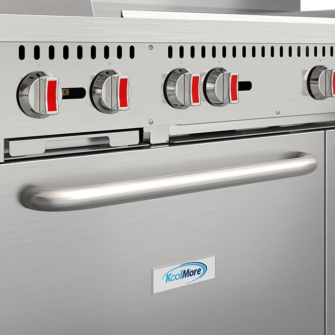 KoolMore 60 in. Double Oven Commercial Cooking Range with 48 in. Griddle and 2 Burners, ETL Listed in Stainless-Steel (KM-CRG482-NG)