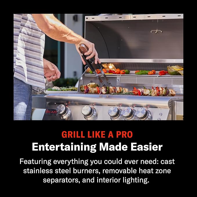 Blaze Grills Premium LTE+ | 40-Inch 5-Burner Barbecue | Built-In Natural Gas Grill | Professional Stainless Steel BBQ | Rear Infrared Burner + Rotisserie Kit | BLZ-5LTE3-NG