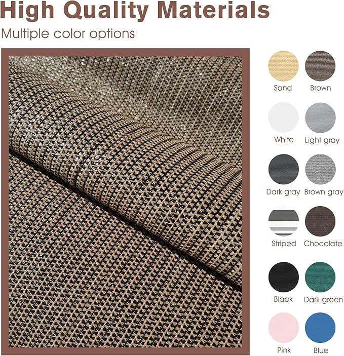Sunny Guard Customized 3.3'x12' Brown Balcony Privacy Screen,180 GSM Apartments Railing Fence Cover,Heavy Duty Mesh Windscreen for Deck,Outdoor,Backyard,Patio