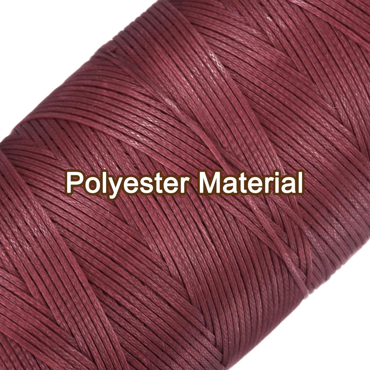 uxcell Leather Sewing Waxed Thread, 284 Yards / 260m 0.8mm 150D Flat Polyester All-Purpose Threads for Leather Crafts, Bookbinding, Wine Red