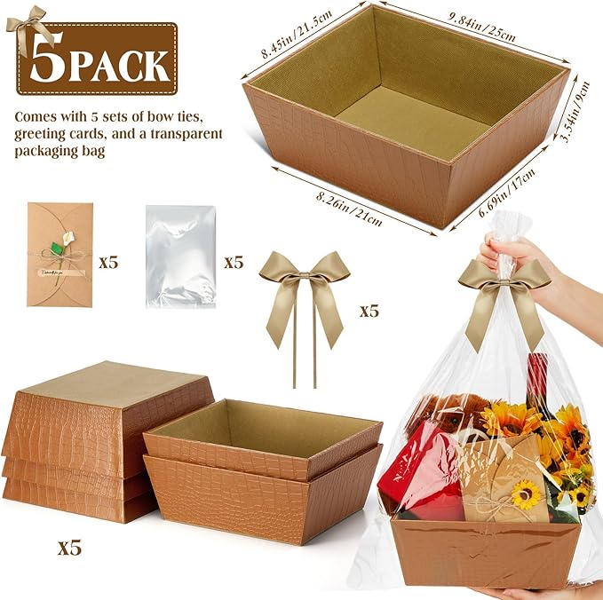 Wonderjune 20 Pcs Valentines Day Gift Baskets Empty To Fill Baskets For Gifts Empty With Gift Bag Bow Valentines Gifts Storage Basket Bulk for Wedding Party Wrapping(Yellow)