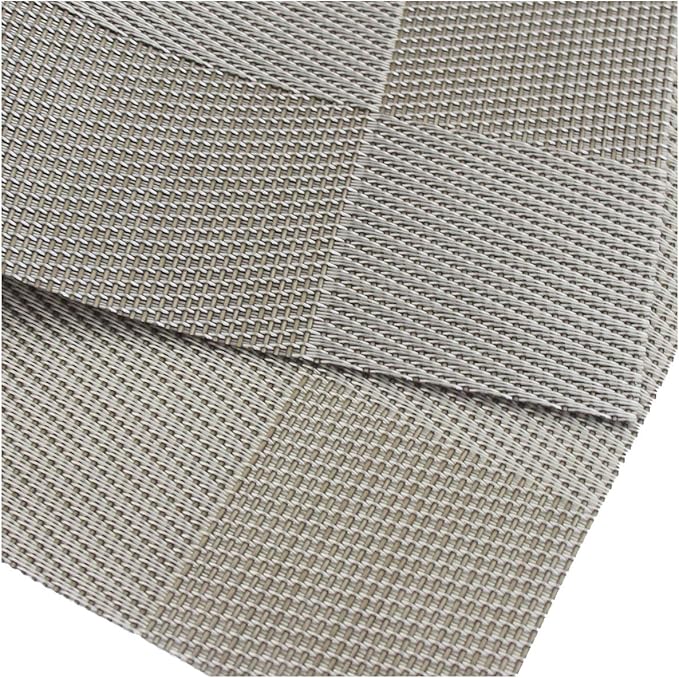 PIGCHCY Placemats Heat-Resistant Non-Slip Washable Easy to Clean Woven Vinyl Placemats for Dining Table(Set of 4, Grey)