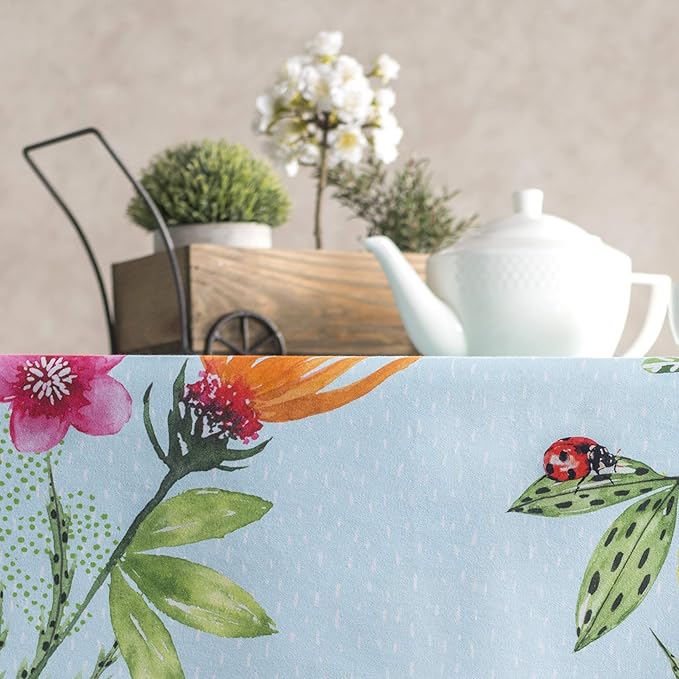 Maison d' Hermine Table Cloth Rectangle Table 100% Cotton 70 x 120 Inches Tablecloth Reusable for Dining Room, Farmhouse, Home, Party, Festive & Wedding Spring Summer - Jardin D'Ete - Mint