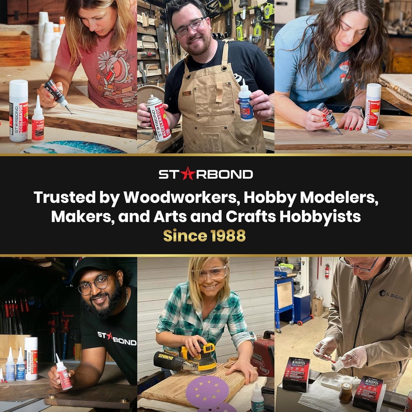 Starbond 4 oz Medium CA Glue with 6 oz Activator Bundle, Premium Cyanoacrylate Super Glue, for Quick Repair, Woodworking, Woodturning, Hobby Models