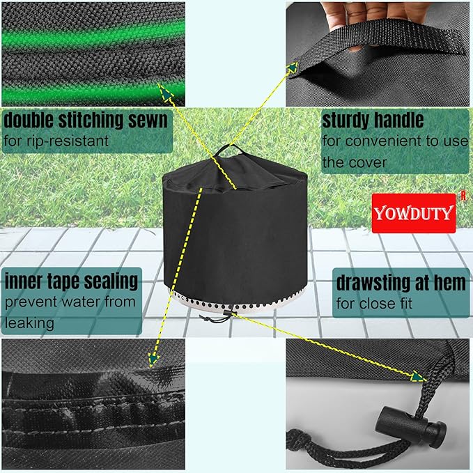 Round Fire Pit Cover for Solo Stove Yukon 27 Inch, Waterproof Heavy Duty 600D Material Fire Pit Cover for 27" Solo Stove Yukon Series Firepit,Round 28" D x 18" H