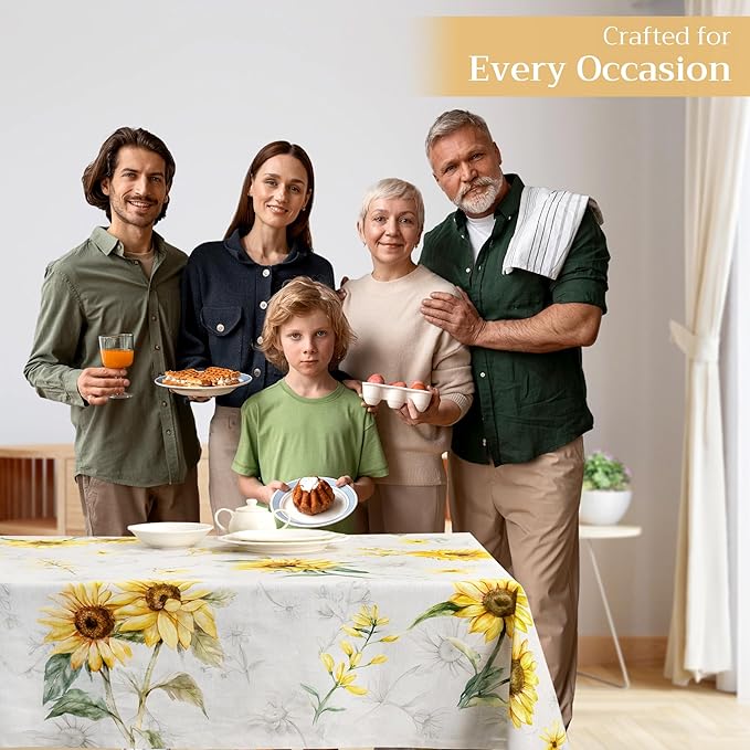 Maison d' Hermine Table Cloth Rectangle Table 100% Cotton 60 x 90 Inches Tablecloth Reusable Decorative Everyday Use for Dining Room, Farmhouse, Home, Party, Festive & Wedding Spring Summer - Candice