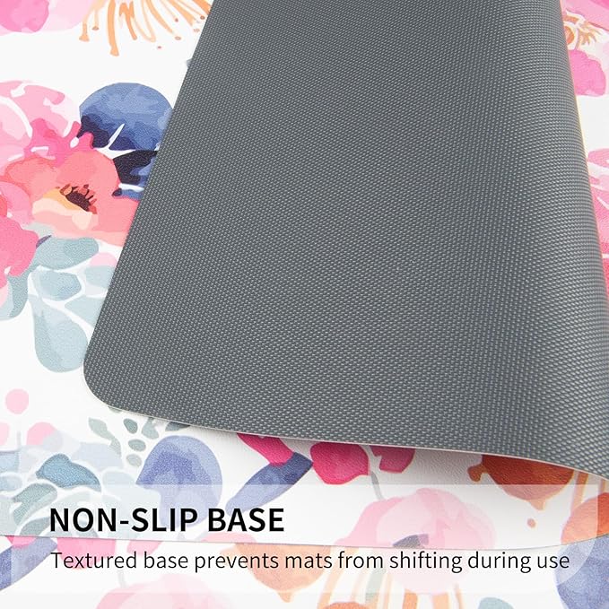 QIYI Placemats Set of 6, 12x18 Inch Faux Leather Place Mats for Kitchen Dinning, Heat Resistant Anti Slip Floral Table Mats, Waterproof Washable Placemat Party Table Décor, Watercolor Pink Flowers