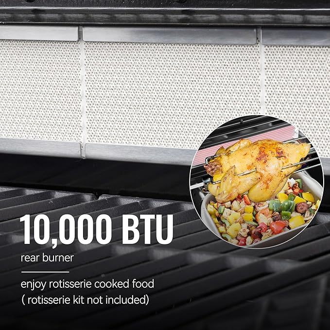 Royal Gourmet GA5403B 5 Burner Propane Gas Grill with Side Burner & Rear Burner, Cabinet Style Design BBQ Grill with 74,000 BTUs Output for Barbecue Grilling & Backyard Cooking, Blue