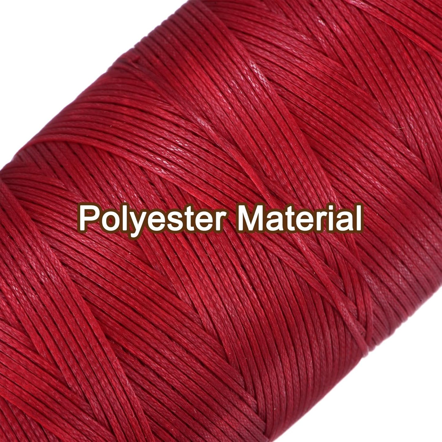 uxcell Leather Sewing Waxed Thread, 284 Yards / 260m 0.8mm 150D Flat Polyester All-Purpose Threads for Leather Crafts, Bookbinding, Red