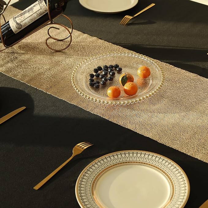 Fave Gold Table Runners 60 Inches Heat Resistant Table Runner Line Shaped Short Table Runner Washable Table Mats for Wedding Party Banquet Event Dining Decoration (Line )