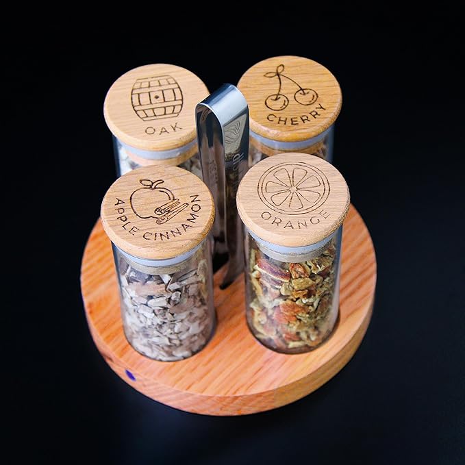 Cocktail Smoker Kit with Bar Stand Smoky Pro with Torch and Selected Wood Chips. All You Need in 1 Set to Smoke Your Whiskey, Bourbon, Scotch, Old Fashioned. A Great Home bar ChristmasGift