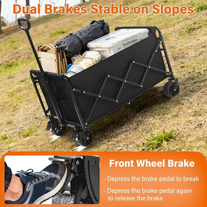 Wagons Carts Foldable — Heavy Duty Collapsible Wagon for Groceries, Apartment Moving & Storage Wagon cart with Wheels Foldable,Portable Folding Wagon for Yard Work, Travel, Shopping,Picnic & Pets