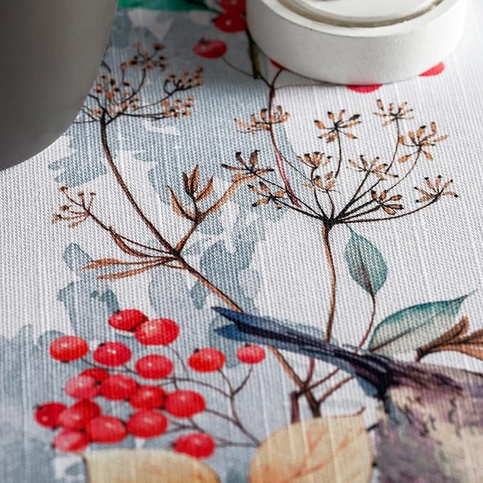 Maison d' Hermine Table Cloth Rectangle Table 100% Cotton 60 x 120 Inches Fall Tablecloth Reusable Everyday Use for Thanksgiving Christmas Decorations Dining Farmhouse Party (Morzine)