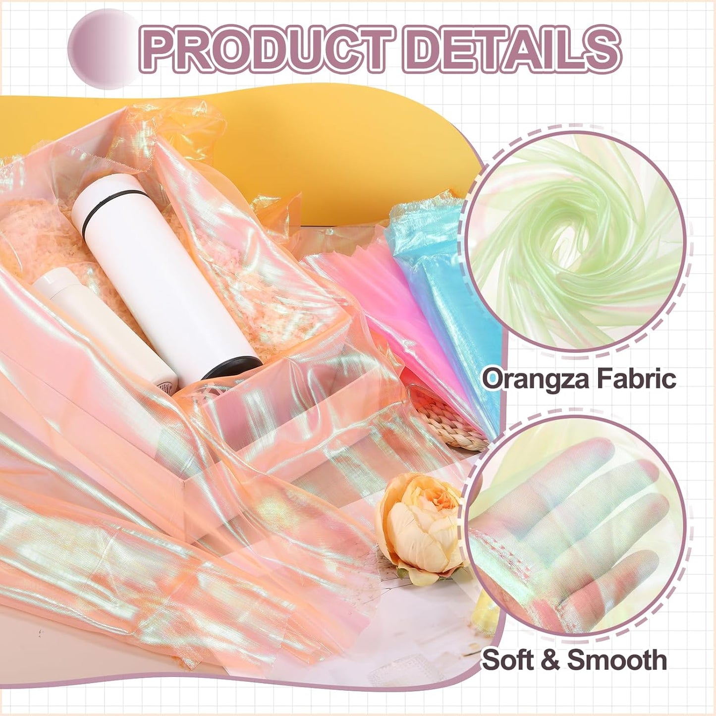 MECCANIXITY Iridescent Sheer Organza Fabric, 2 Yards x 59 Inches Solid Laser Holographic Shiny Fabric Organza Cloth for Wedding, Curtains, Costume, Photo Background, Light Green