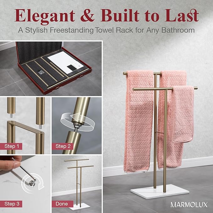 Towel Stand – Freestanding Towel Rack for Bedroom & Bathroom, Heavy-Duty Towel Drying Rack with Sturdy Base, Stylish Modern Free Standing for Spa & Home 1.6'x2.7'x0.7'