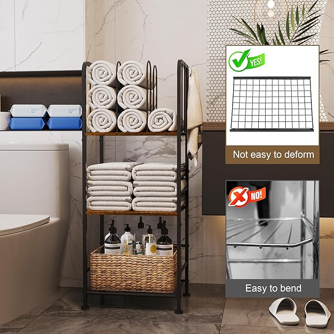 Towel Rack Free Standing 3-Tier M-Shaped Detachable Dividers, Durable Metal Towel Holder, Pool Items Holder, Space-Saving Storage Organizer, Modern Bath Towel Shelf for Bathroom Patent Pending