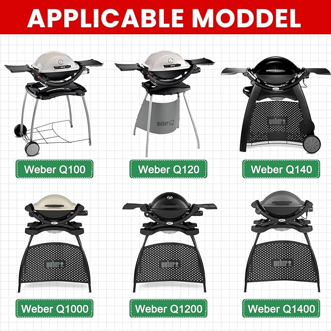 GGC 7644 7582 Grill Grates for Weber Q100 Q1000 Q120 Q1200 Q1400 Gas Grills, 17" x 12.7" Cast Iron Cooking Grates for Weber 50060001 51010001 51040001 51060001, 2PCS Baby Q Replacement Parts