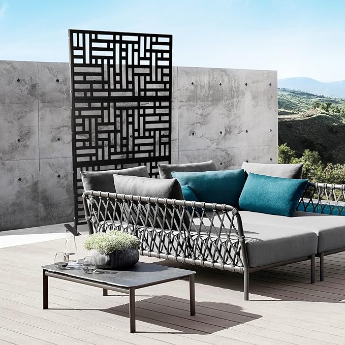 Metal Outdoor Privacy Screen,Freestanding Outdoor Divider Decorative Privacy Fence Screen,Freestanding Decorative Privacy Screen for Balcony Patio (40cm/ 15.7in)