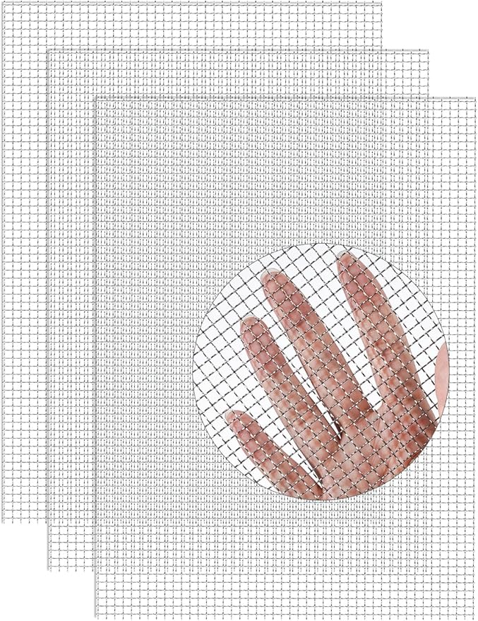 3Pack 5Mesh 10'' x 14'' Wire Mesh Screen, 304 Stainless Steel Anti-Rusted Mesh Screen, Sturdy Wire Diamaeter 0.7mm, Easy to Cut, Woven Sturdy Metal Mesh Sheets for Air Vent, DIY Project, Drainage