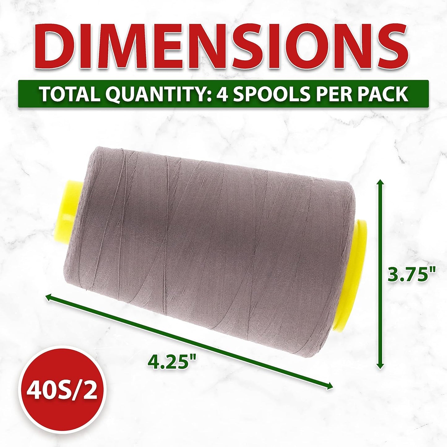 Mandala Crafts 4 Pack of Serger Threads Cones Spools - 40S/2 24000 Yards Polyester Taupe Threads for Sergers Machine and Overlock Quilting Sewing Machine