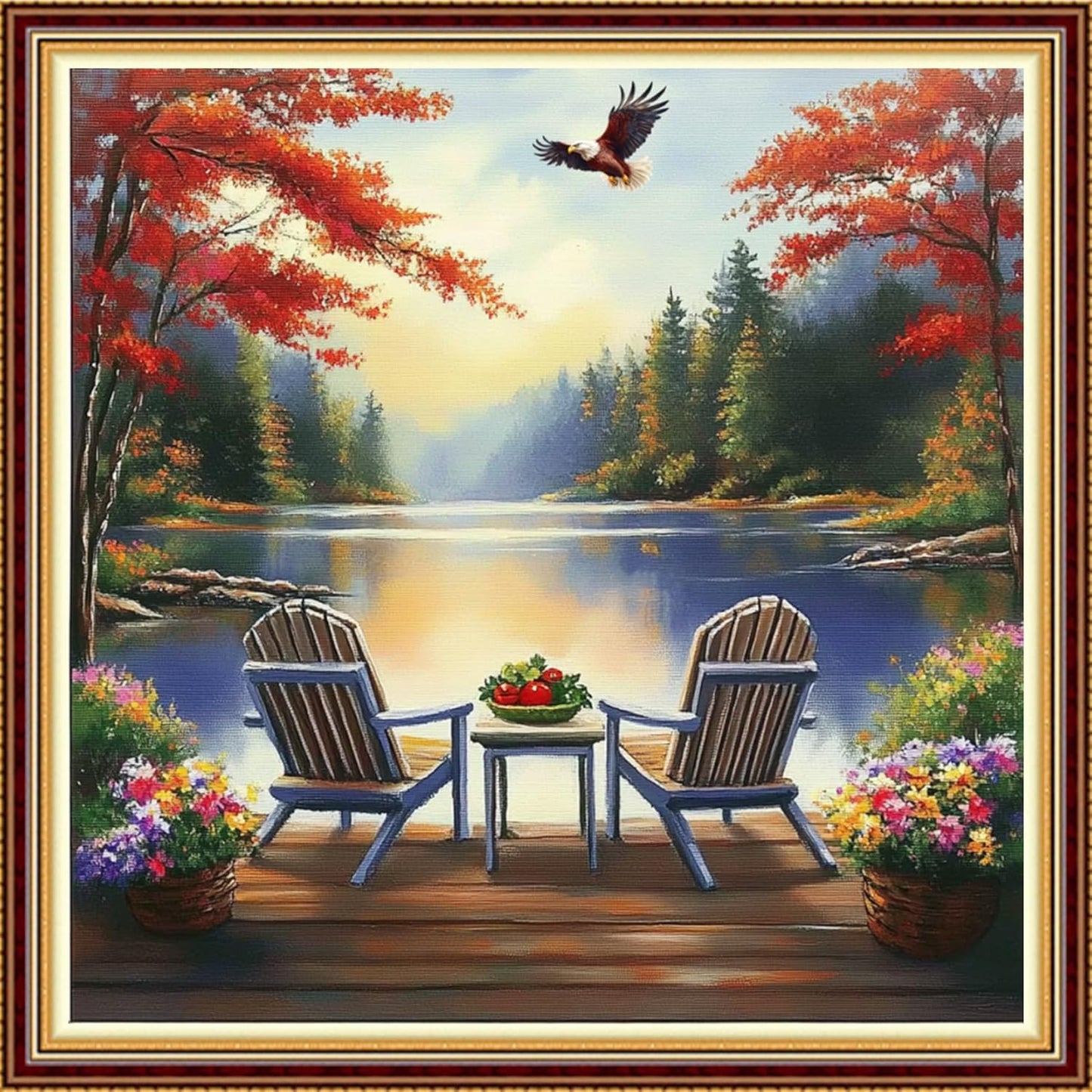 Hopeart Stamped Cross Stitch Kits for Beginner Embroidery Kits for Beginners Adults DIY 11CT Cross Stitch Patterns Needlepoint Kits Crossstitching Kits-Rest by The Lake 18x18 inch