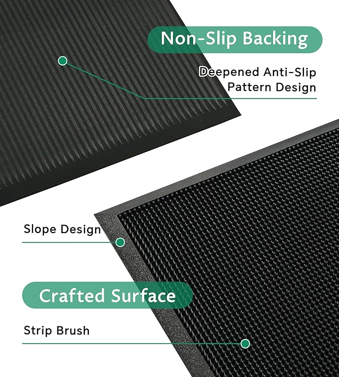 jxgzyy Heavy Duty Door Mat Outside Entrance, 2'8'' x 3'3'' Non-Slip Rubber Welcome Mat, Dirt Trapping Waterproof Front Door Rug, Anti-Fatigue Floor Mat for Entryway, Outdoor Indoor Use, Black