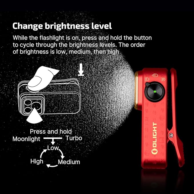 OLIGHT Oclip Pro EDC Flashlight Clip-on Light, Rechargeable 500 Lumens with Three Lighting Solutions Type-C Charging, Magnetic Flash Lights for Signaling, Cycling, Outdoor or Indoor Use(FS Red)